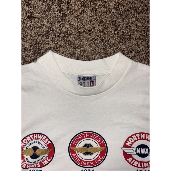 Vintage 1986 Men’s Northwest Airlines Logo Timeline Graphic Oversize Tee Shirt M - Picture 6 of 6